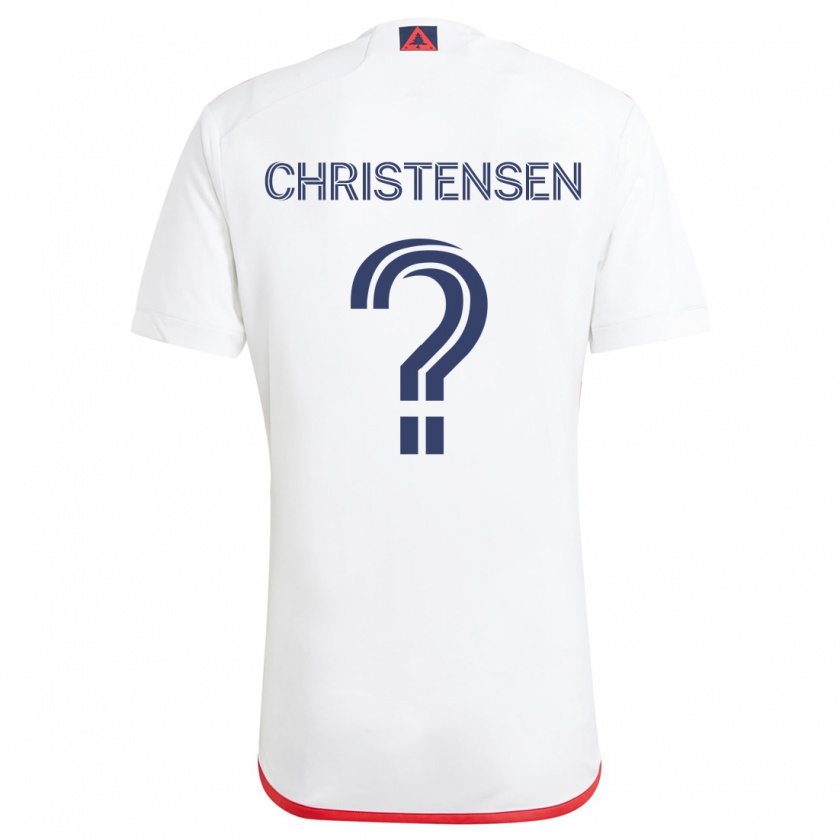 Kandiny Kinder Kevin Christensen #0 Weiß Rot Auswärtstrikot Trikot 2024/25 T-Shirt