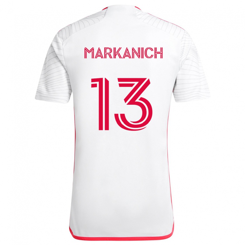 Kandiny Kinder Anthony Markanich #13 Weiß Rot Auswärtstrikot Trikot 2024/25 T-Shirt