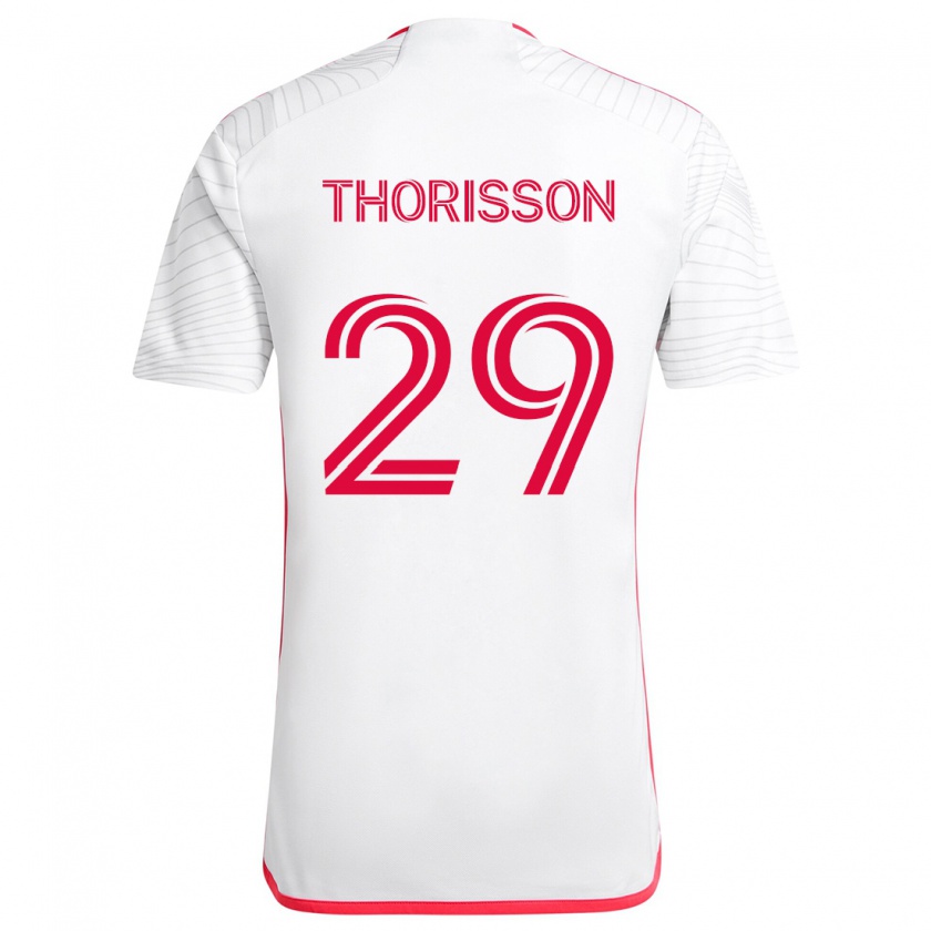 Kandiny Kinder Nökkvi Thórisson #29 Weiß Rot Auswärtstrikot Trikot 2024/25 T-Shirt