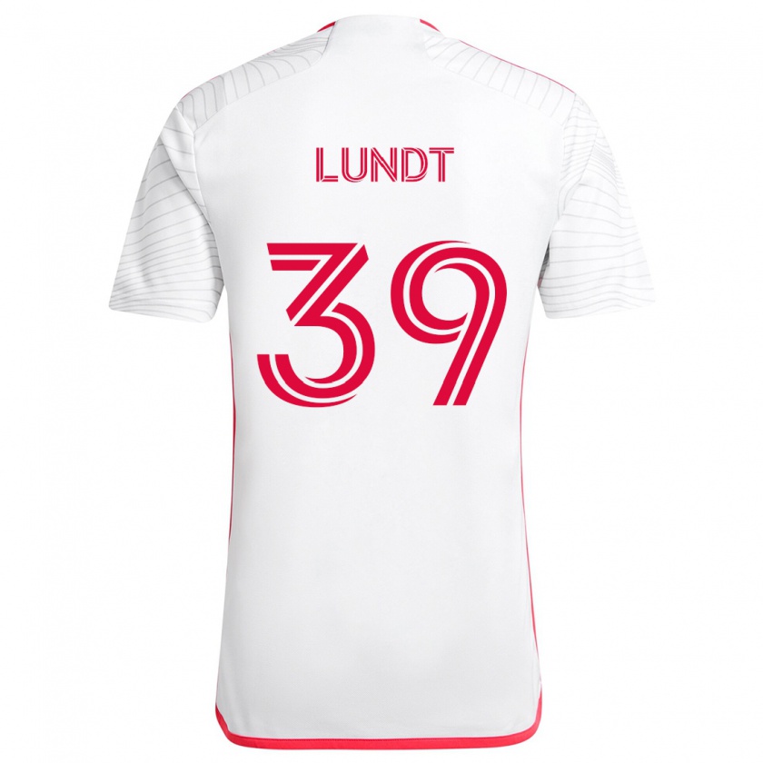 Kandiny Kinder Ben Lundt #39 Weiß Rot Auswärtstrikot Trikot 2024/25 T-Shirt