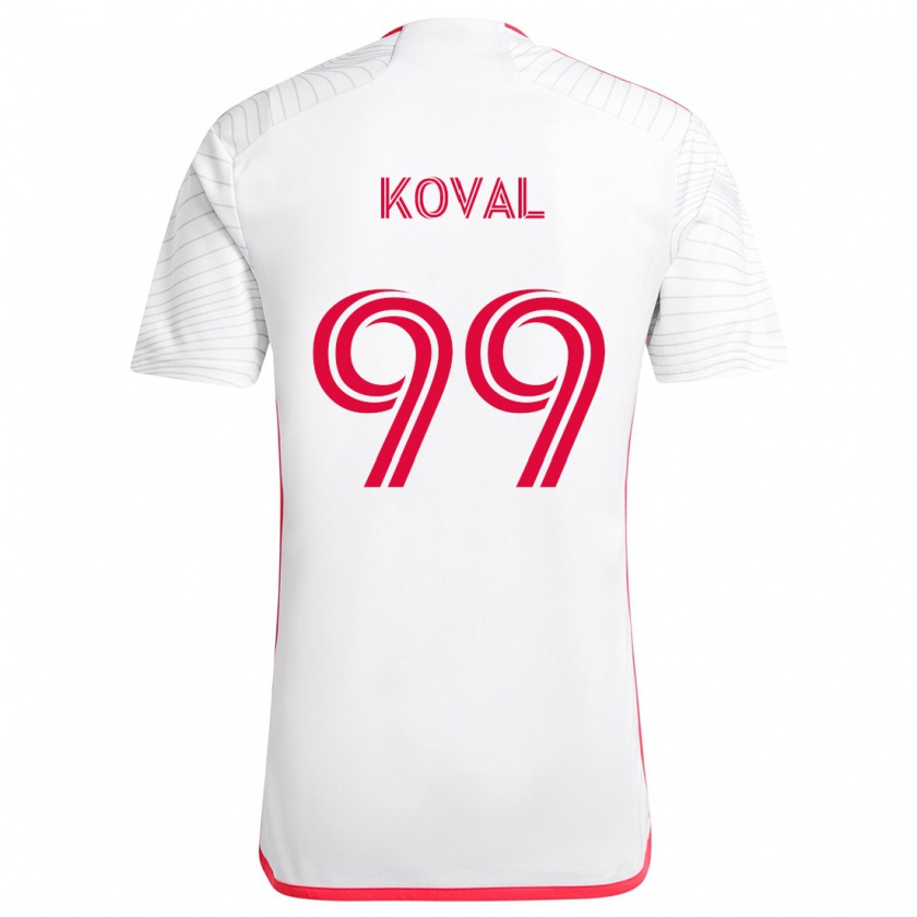 Kandiny Kinder Stanislav Koval #99 Weiß Rot Auswärtstrikot Trikot 2024/25 T-Shirt