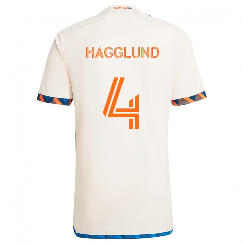 Kandiny Kinder Nick Hagglund #4 Weiß Orange Auswärtstrikot Trikot 2024/25 T-Shirt