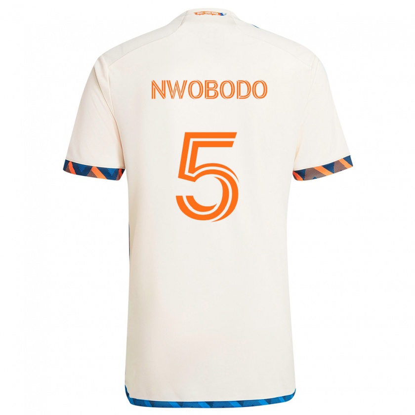 Kandiny Kinder Obinna Nwobodo #5 Weiß Orange Auswärtstrikot Trikot 2024/25 T-Shirt