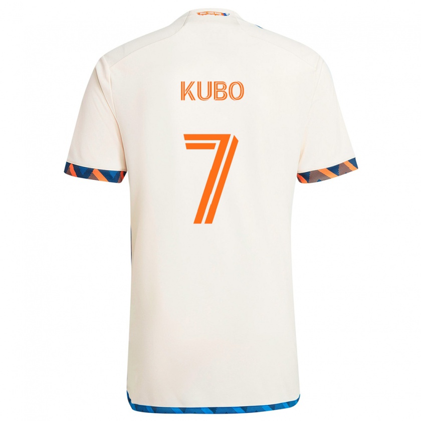 Kandiny Kinder Yuya Kubo #7 Weiß Orange Auswärtstrikot Trikot 2024/25 T-Shirt