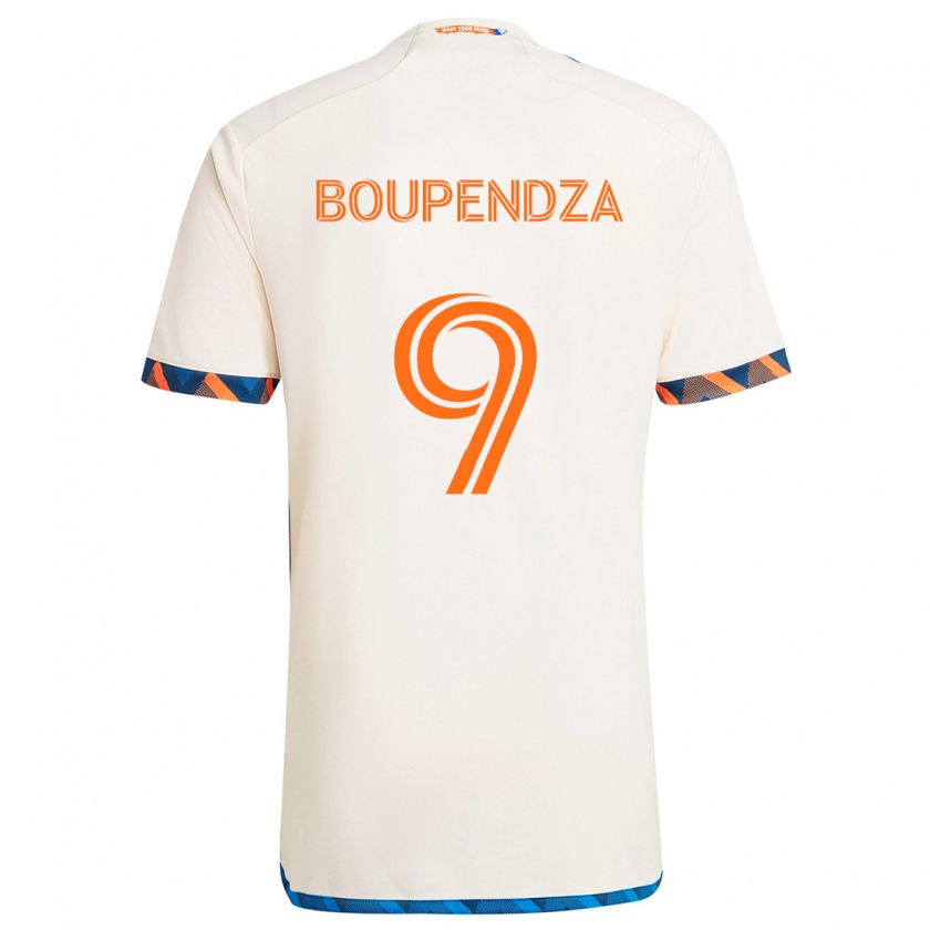 Kandiny Kinder Aaron Boupendza #9 Weiß Orange Auswärtstrikot Trikot 2024/25 T-Shirt