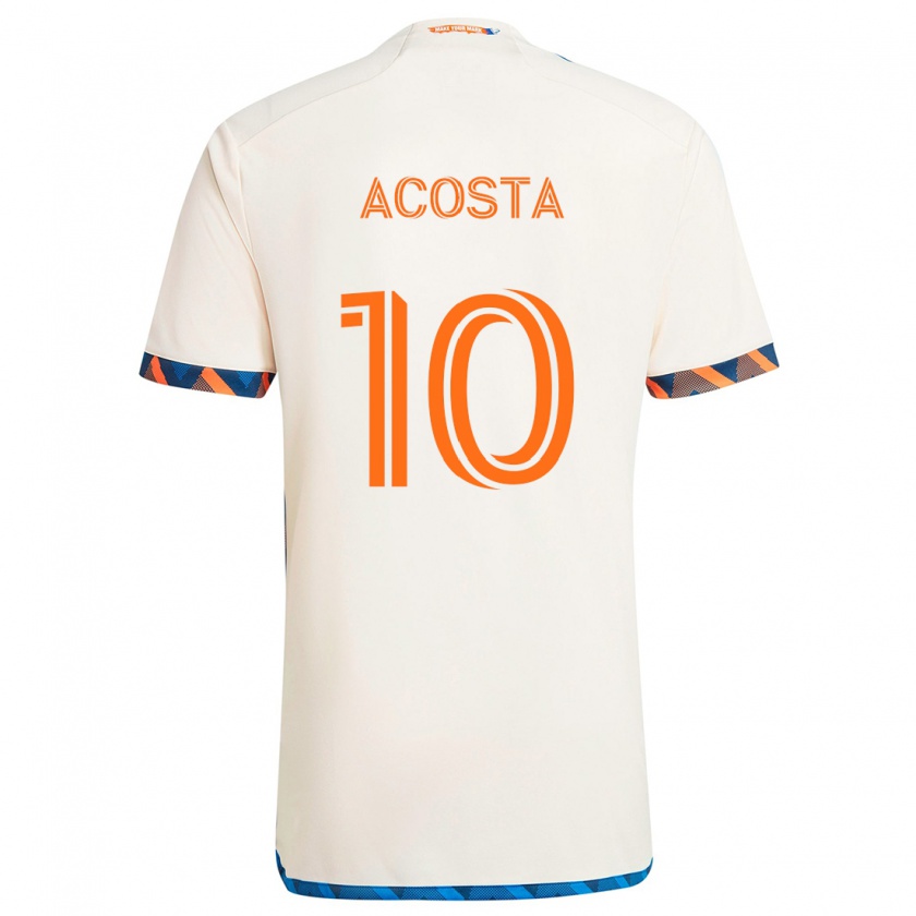 Kandiny Kinder Luciano Acosta #10 Weiß Orange Auswärtstrikot Trikot 2024/25 T-Shirt