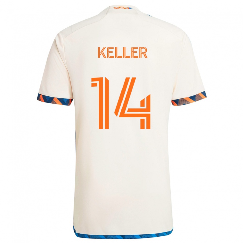 Kandiny Kinder Kipp Keller #14 Weiß Orange Auswärtstrikot Trikot 2024/25 T-Shirt