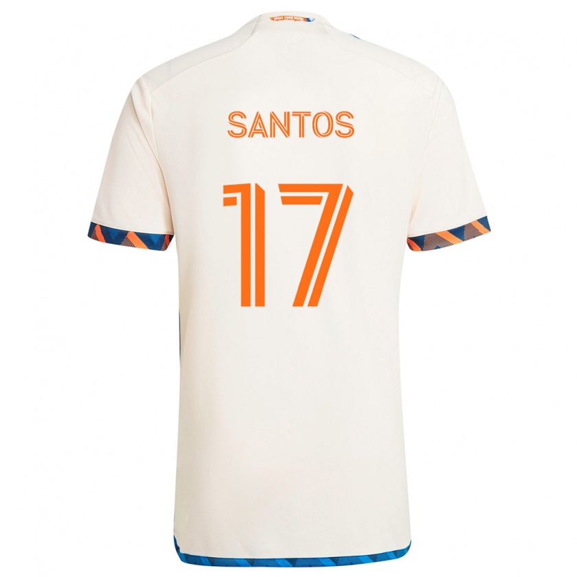 Kandiny Kinder Sergio Santos #17 Weiß Orange Auswärtstrikot Trikot 2024/25 T-Shirt