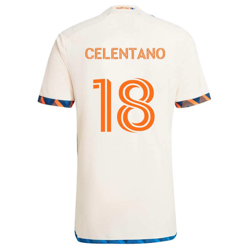 Kandiny Kinder Roman Celentano #18 Weiß Orange Auswärtstrikot Trikot 2024/25 T-Shirt