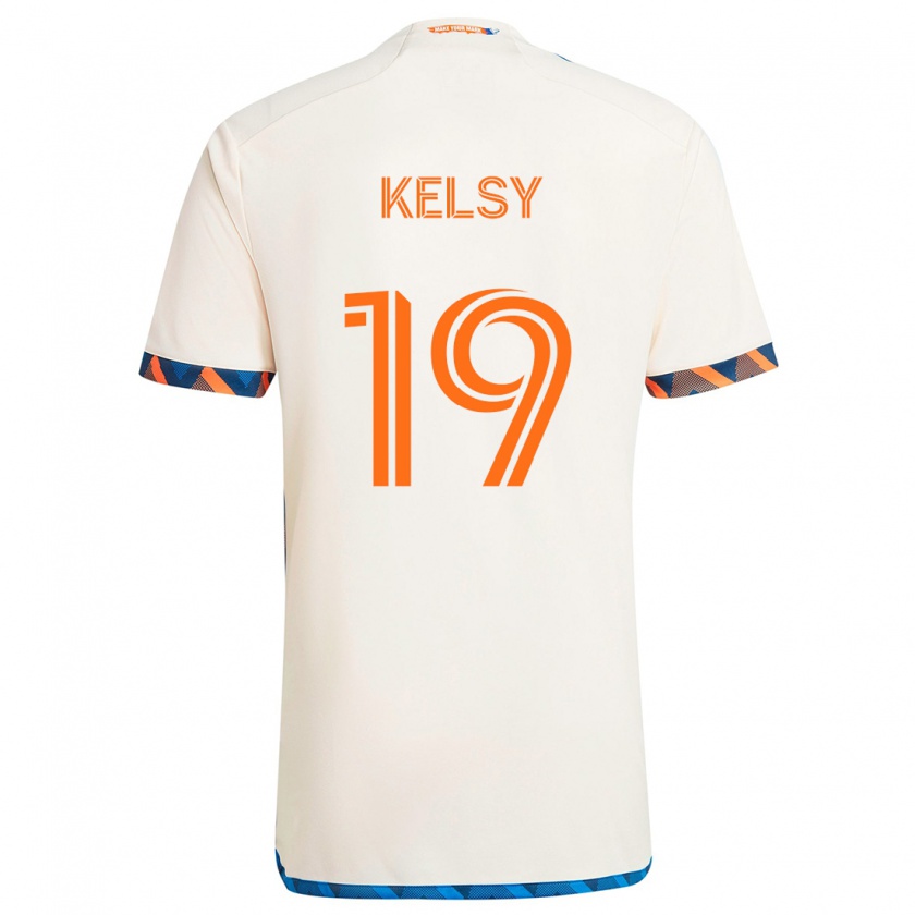 Kandiny Kinder Kevin Kelsy #19 Weiß Orange Auswärtstrikot Trikot 2024/25 T-Shirt