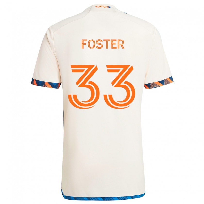 Kandiny Kinder Isaiah Foster #33 Weiß Orange Auswärtstrikot Trikot 2024/25 T-Shirt