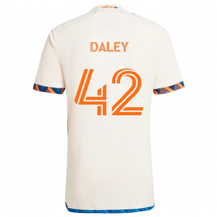 Kandiny Kinder Amir Daley #42 Weiß Orange Auswärtstrikot Trikot 2024/25 T-Shirt