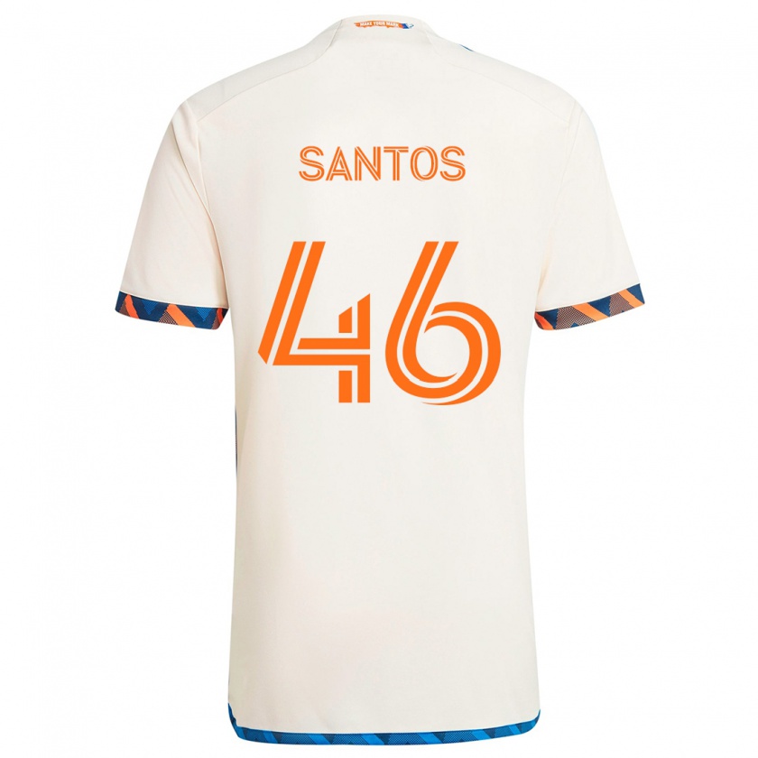 Kandiny Kinder Guilherme Santos #46 Weiß Orange Auswärtstrikot Trikot 2024/25 T-Shirt