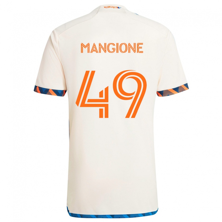 Kandiny Kinder Peter Mangione #49 Weiß Orange Auswärtstrikot Trikot 2024/25 T-Shirt