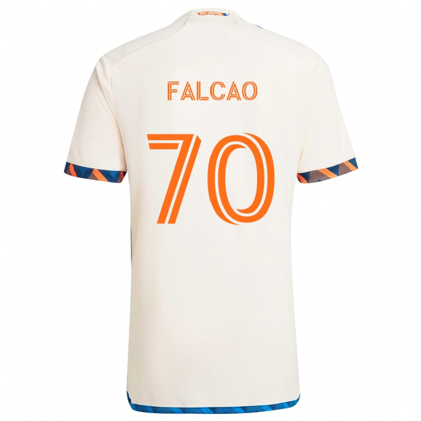 Kandiny Kinder Kiano Falcao #70 Weiß Orange Auswärtstrikot Trikot 2024/25 T-Shirt