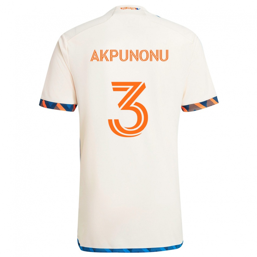 Kandiny Kinder Joey Akpunonu #3 Weiß Orange Auswärtstrikot Trikot 2024/25 T-Shirt