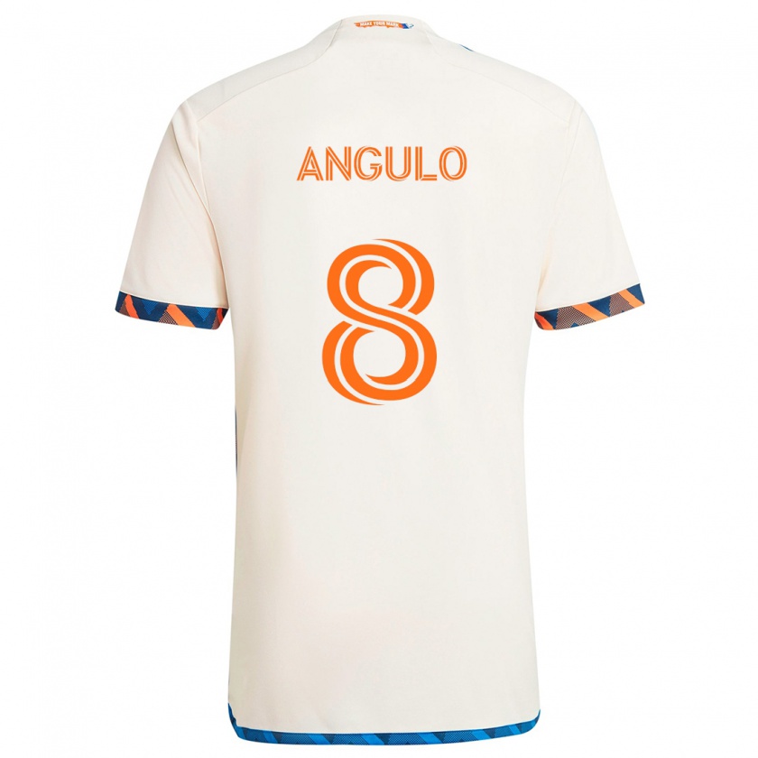 Kandiny Kinder Marco Angulo #8 Weiß Orange Auswärtstrikot Trikot 2024/25 T-Shirt