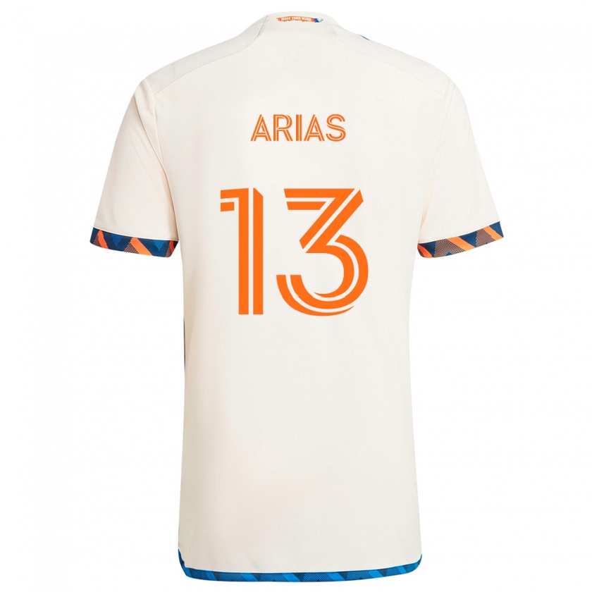 Kandiny Kinder Santiago Arias #13 Weiß Orange Auswärtstrikot Trikot 2024/25 T-Shirt