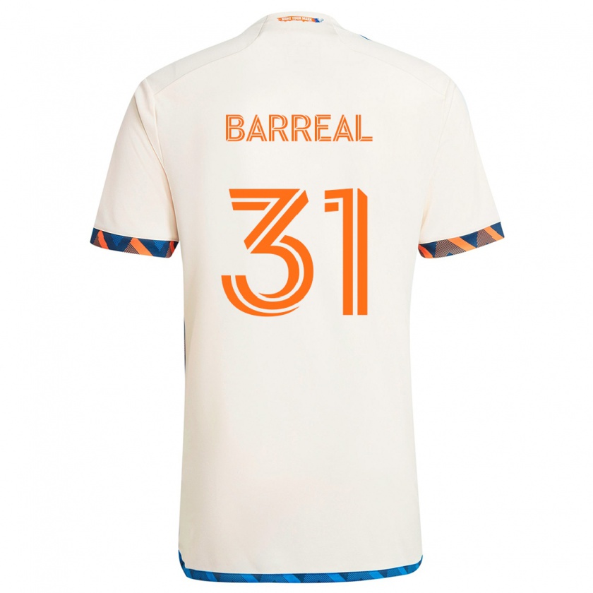 Kandiny Kinder Álvaro Barreal #31 Weiß Orange Auswärtstrikot Trikot 2024/25 T-Shirt