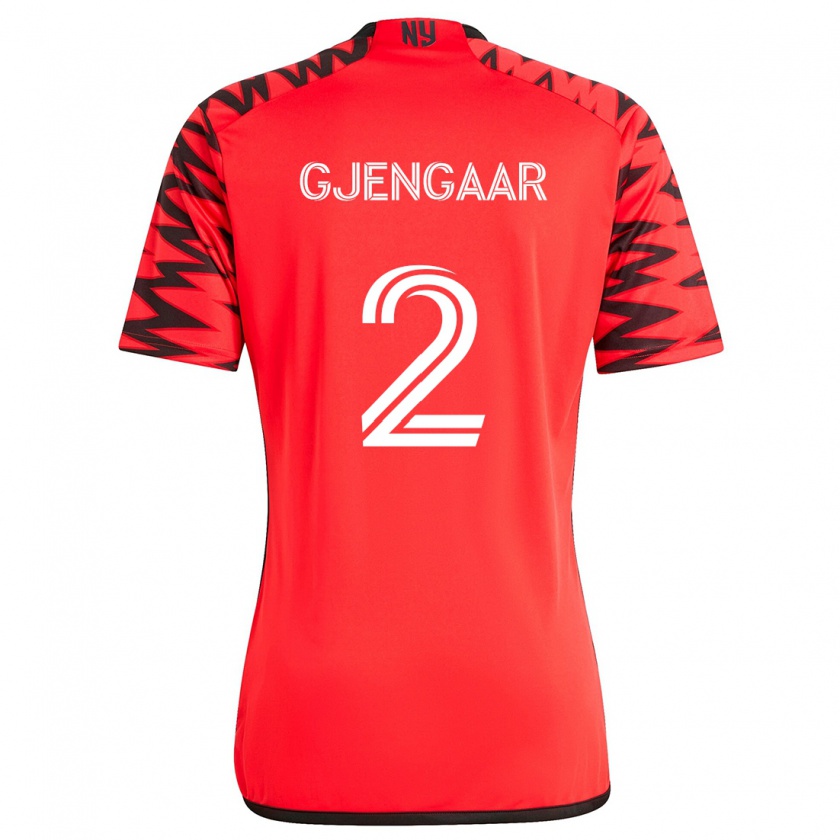 Kandiny Kinder Dennis Gjengaar #2 Rot Schwarz Weiß Auswärtstrikot Trikot 2024/25 T-Shirt