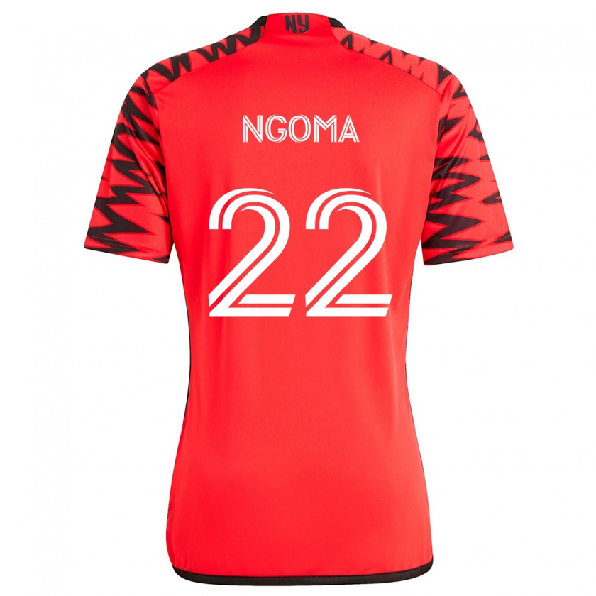 Kandiny Kinder Serge Ngoma #22 Rot Schwarz Weiß Auswärtstrikot Trikot 2024/25 T-Shirt