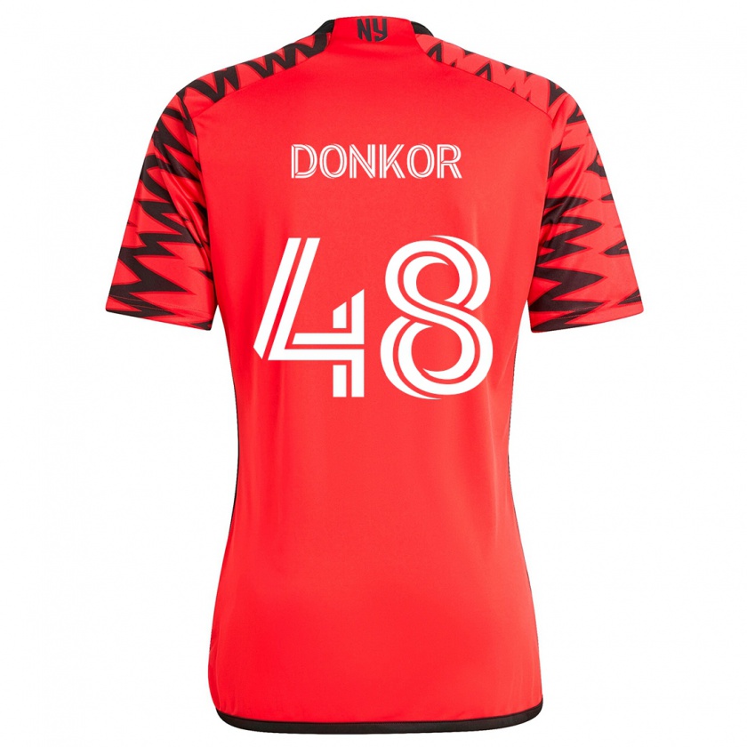 Kandiny Kinder Ronald Donkor #48 Rot Schwarz Weiß Auswärtstrikot Trikot 2024/25 T-Shirt