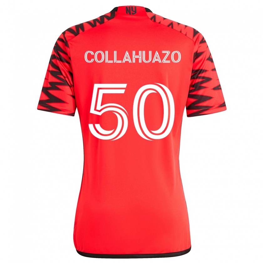 Kandiny Kinder Jair Collahuazo #50 Rot Schwarz Weiß Auswärtstrikot Trikot 2024/25 T-Shirt