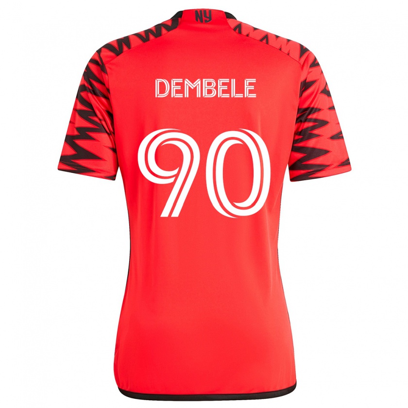 Kandiny Kinder Malick Dembele #90 Rot Schwarz Weiß Auswärtstrikot Trikot 2024/25 T-Shirt