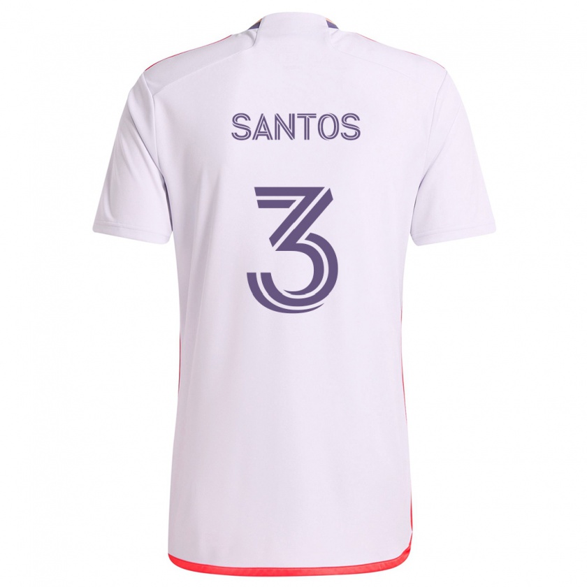 Kandiny Kinder Rafael Santos #3 Weiß Rot Lila Auswärtstrikot Trikot 2024/25 T-Shirt