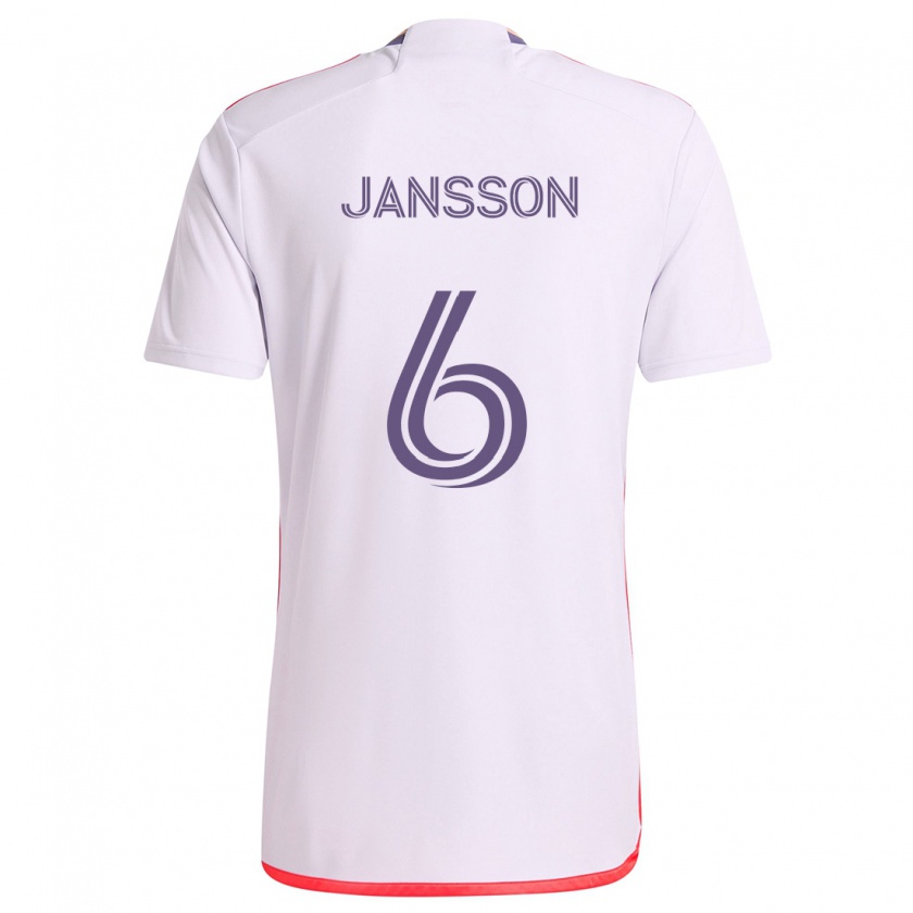 Kandiny Kinder Robin Jansson #6 Weiß Rot Lila Auswärtstrikot Trikot 2024/25 T-Shirt