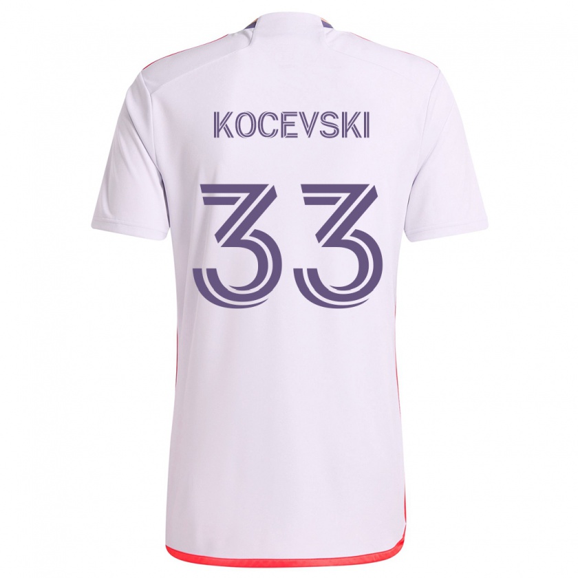 Kandiny Kinder Jeorgio Kocevski #33 Weiß Rot Lila Auswärtstrikot Trikot 2024/25 T-Shirt