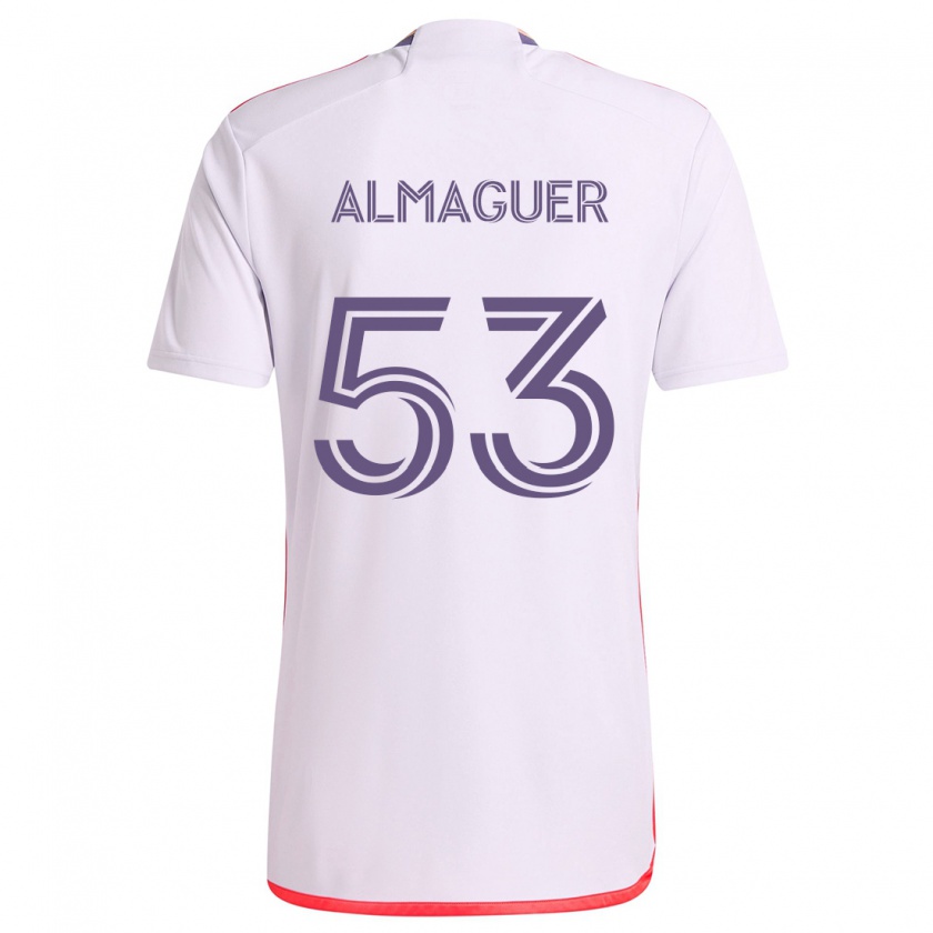 Kandiny Kinder Jorge Almaguer #53 Weiß Rot Lila Auswärtstrikot Trikot 2024/25 T-Shirt