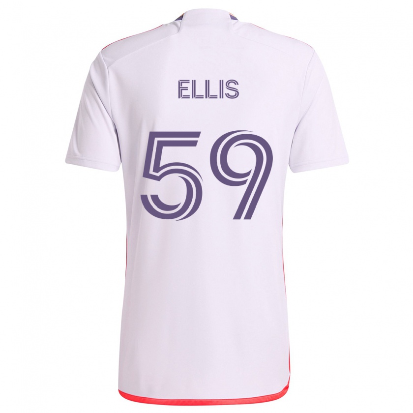 Kandiny Kinder Justin Ellis #59 Weiß Rot Lila Auswärtstrikot Trikot 2024/25 T-Shirt