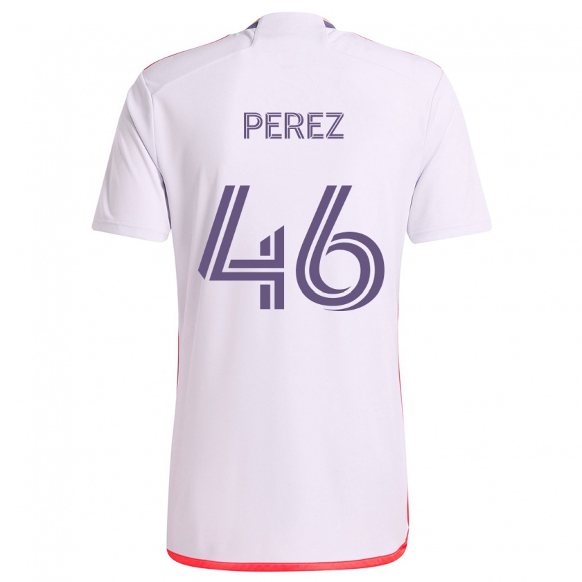 Kandiny Kinder Franco Pérez #46 Weiß Rot Lila Auswärtstrikot Trikot 2024/25 T-Shirt