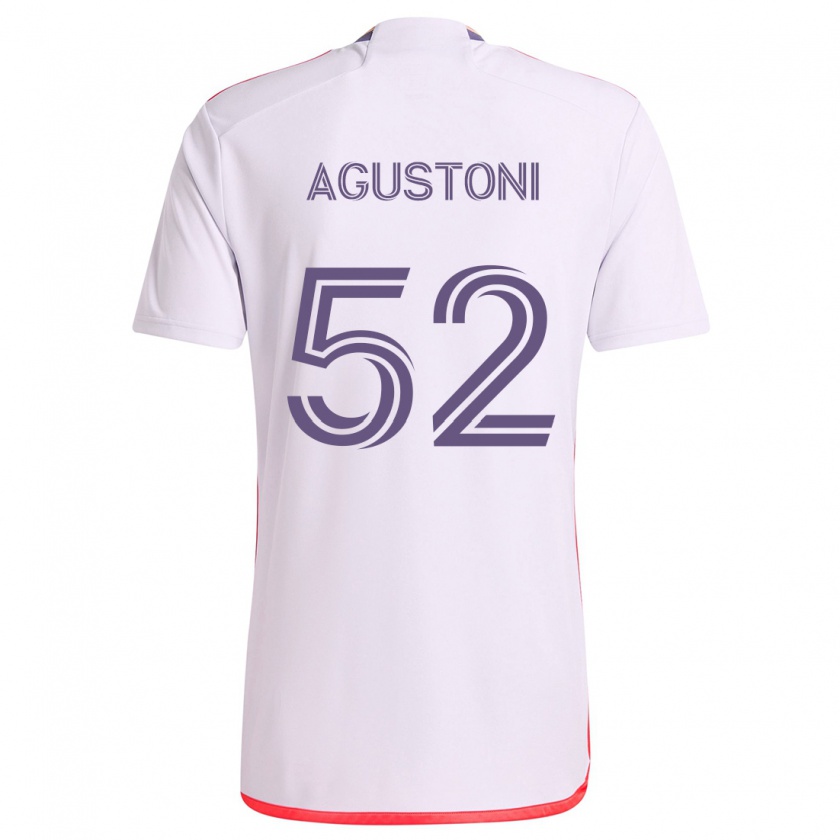 Kandiny Kinder Gonzalo Agustoni #52 Weiß Rot Lila Auswärtstrikot Trikot 2024/25 T-Shirt