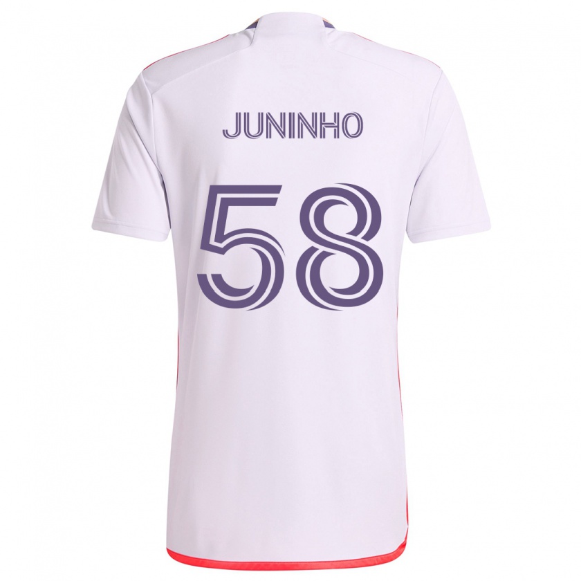 Kandiny Kinder Juninho #58 Weiß Rot Lila Auswärtstrikot Trikot 2024/25 T-Shirt