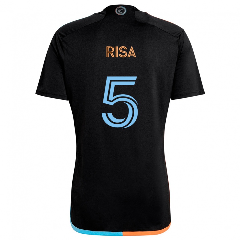 Kandiny Kinder Birk Risa #5 Schwarz Orange Blau Auswärtstrikot Trikot 2024/25 T-Shirt