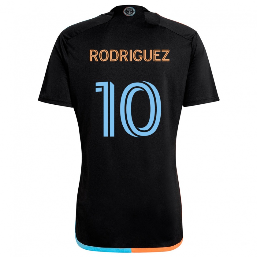 Kandiny Kinder Santiago Rodríguez #10 Schwarz Orange Blau Auswärtstrikot Trikot 2024/25 T-Shirt