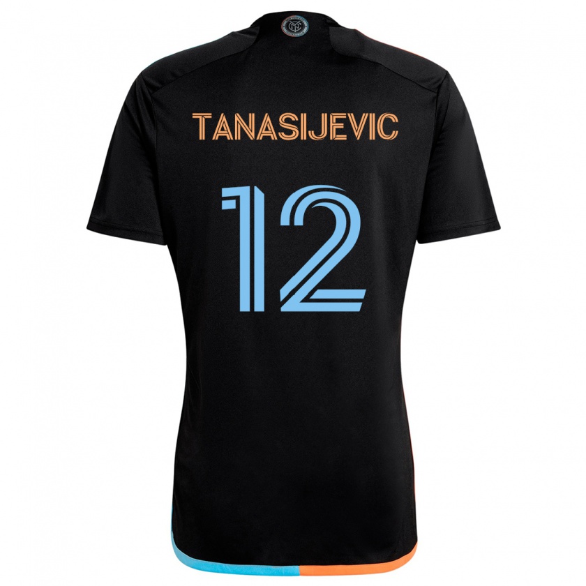 Kandiny Kinder Strahinja Tanasijevic #12 Schwarz Orange Blau Auswärtstrikot Trikot 2024/25 T-Shirt