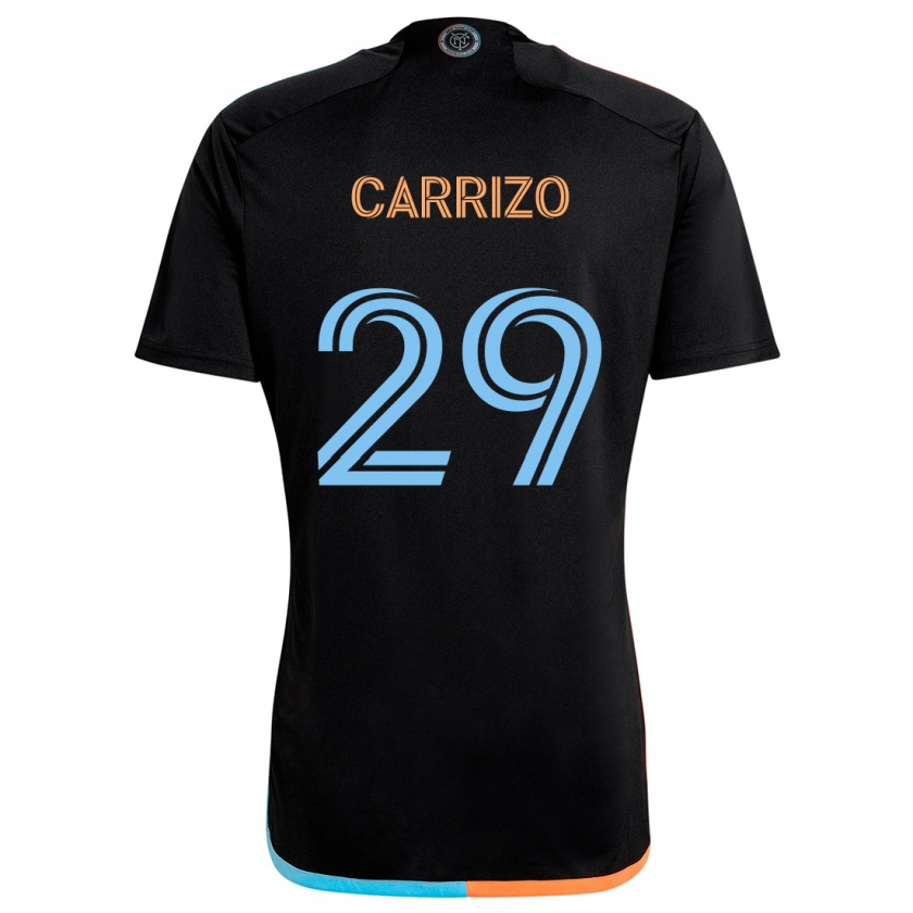 Kandiny Kinder Máximo Carrizo #29 Schwarz Orange Blau Auswärtstrikot Trikot 2024/25 T-Shirt