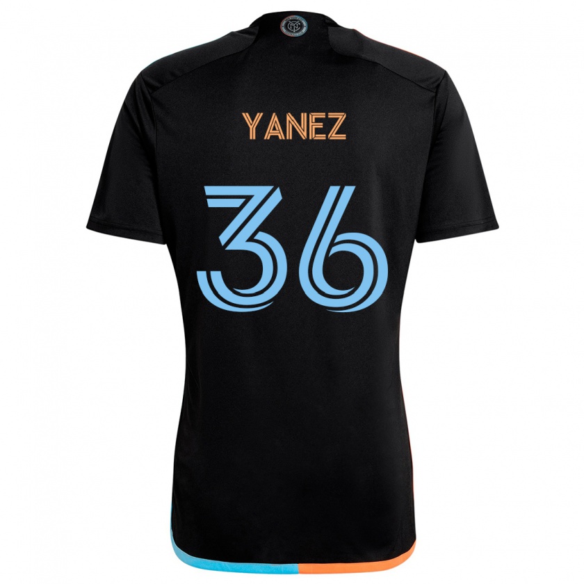 Kandiny Kinder Zidane Yañez #36 Schwarz Orange Blau Auswärtstrikot Trikot 2024/25 T-Shirt