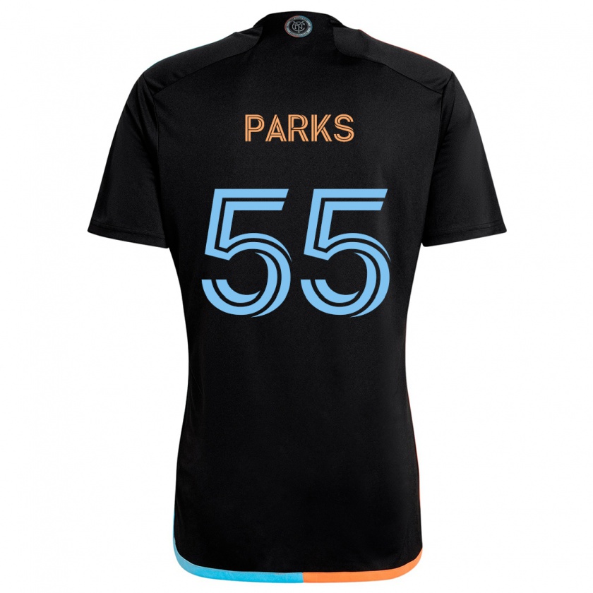 Kandiny Kinder Keaton Parks #55 Schwarz Orange Blau Auswärtstrikot Trikot 2024/25 T-Shirt