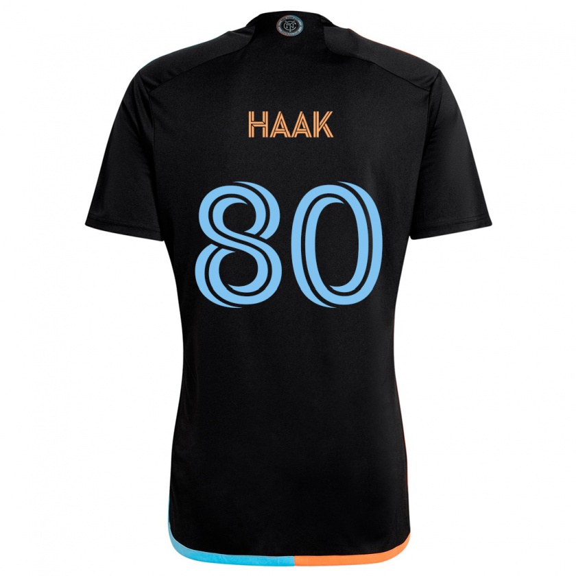 Kandiny Kinder Justin Haak #80 Schwarz Orange Blau Auswärtstrikot Trikot 2024/25 T-Shirt