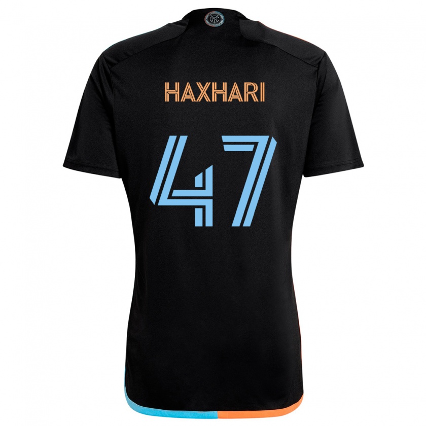 Kandiny Kinder Klevis Haxhari #47 Schwarz Orange Blau Auswärtstrikot Trikot 2024/25 T-Shirt