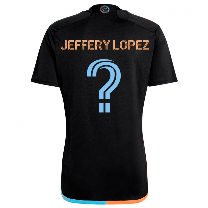 Kandiny Kinder Jeffery López #0 Schwarz Orange Blau Auswärtstrikot Trikot 2024/25 T-Shirt