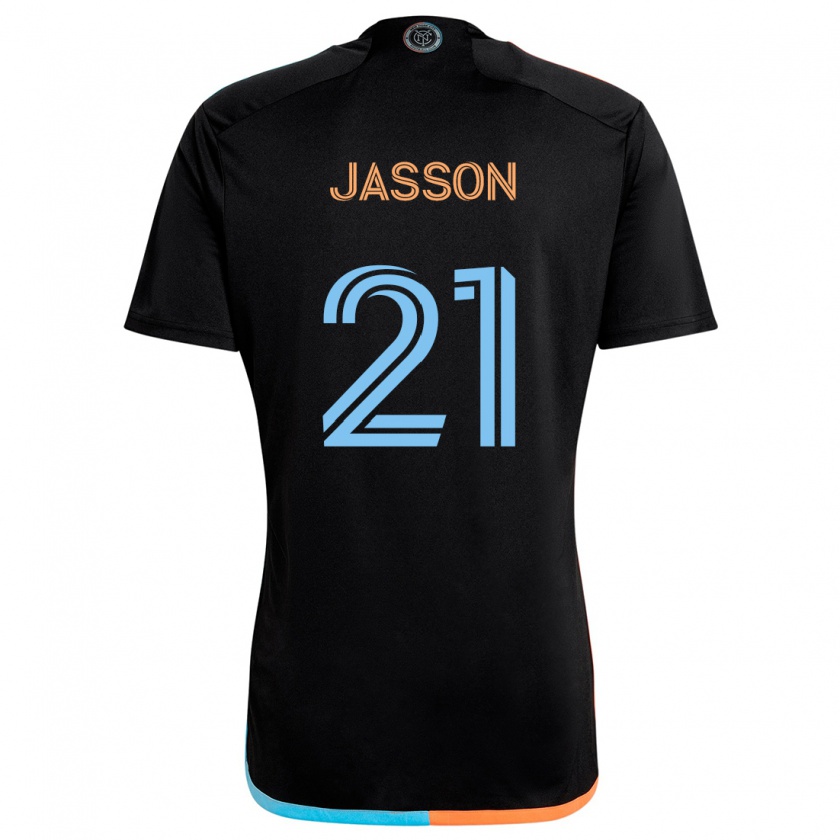 Kandiny Kinder Andres Jasson #21 Schwarz Orange Blau Auswärtstrikot Trikot 2024/25 T-Shirt