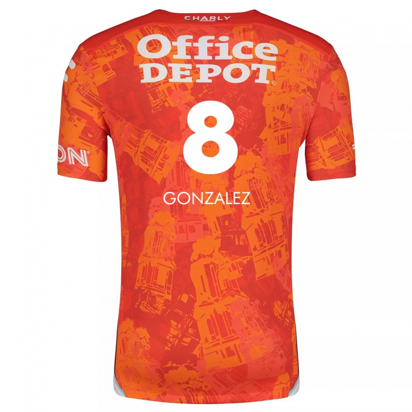 Kandiny Kinder Bryan González #8 Orange Weiß Auswärtstrikot Trikot 2024/25 T-Shirt