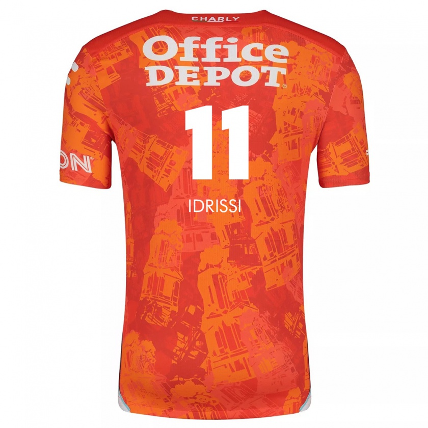 Kandiny Kinder Oussama Idrissi #11 Orange Weiß Auswärtstrikot Trikot 2024/25 T-Shirt