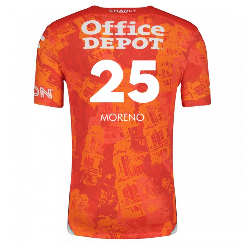 Kandiny Kinder Carlos Moreno #25 Orange Weiß Auswärtstrikot Trikot 2024/25 T-Shirt