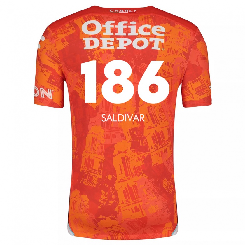 Kandiny Kinder José Saldívar #186 Orange Weiß Auswärtstrikot Trikot 2024/25 T-Shirt